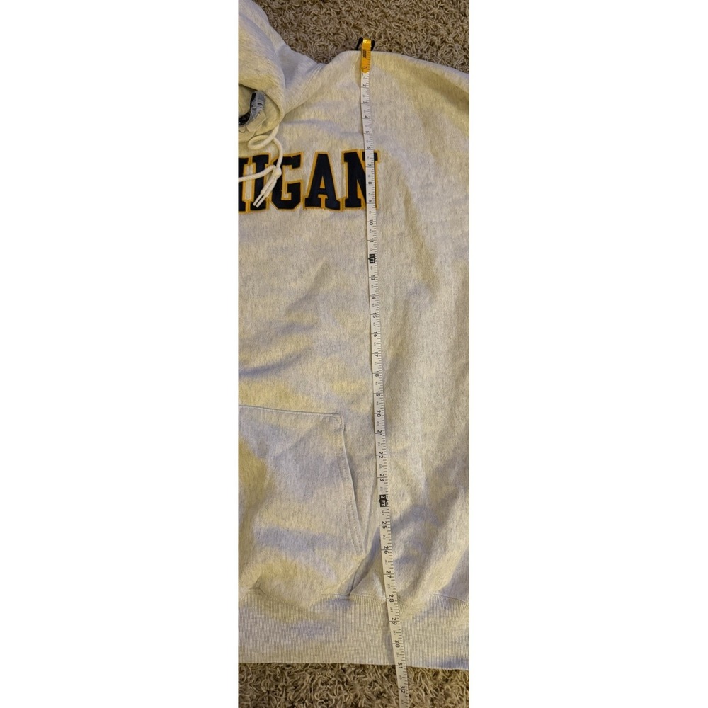 VTG University Of Michigan (U of M)  Hoodie Sweatshirt Gray Embroidered Size 2XL - Picture 6 of 8